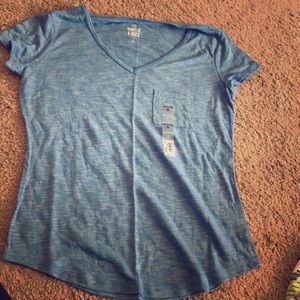 Blue V-Neck Short Sleeved Top